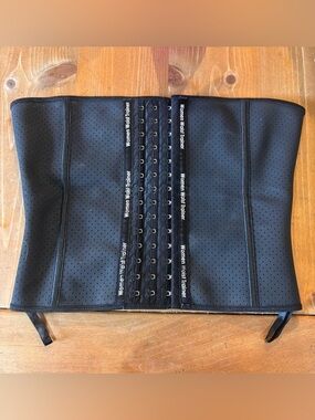 Womens breathable compression 9 bone waist cincher trainer corset black M